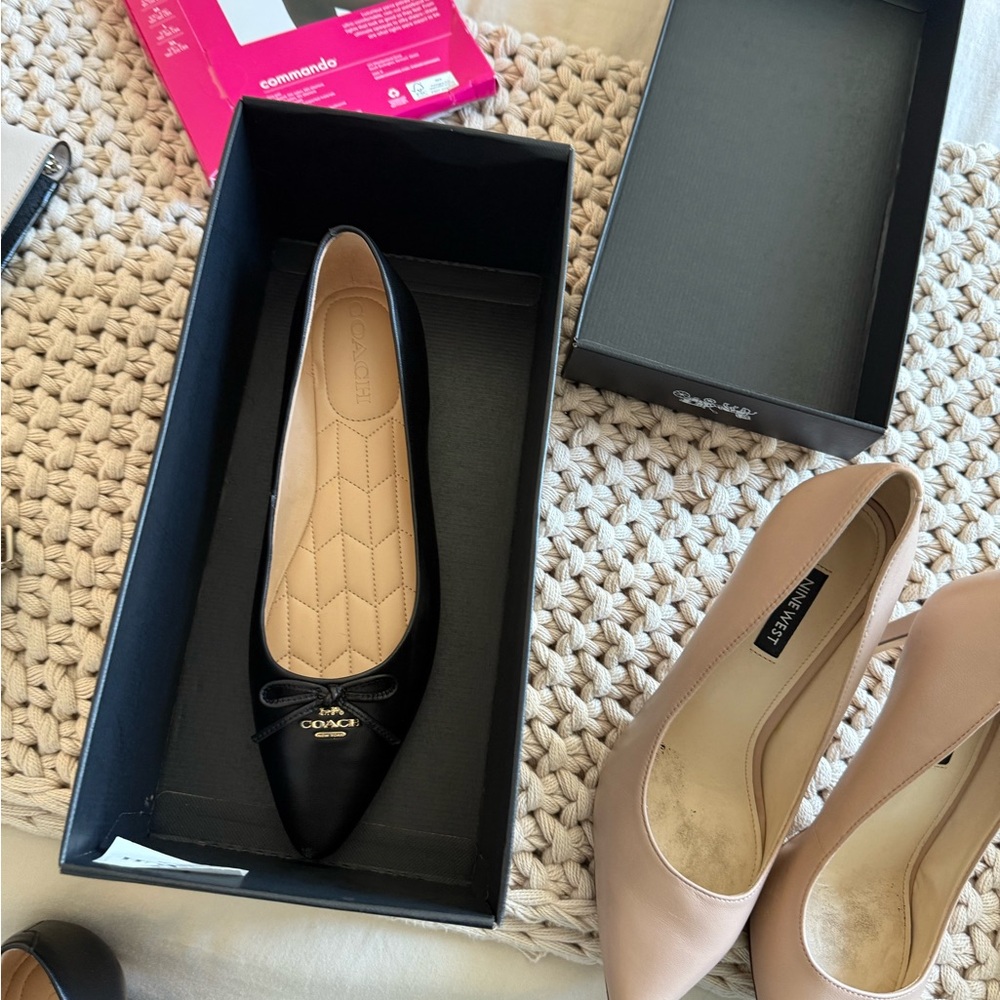 Coach Black Leather Women's Flats